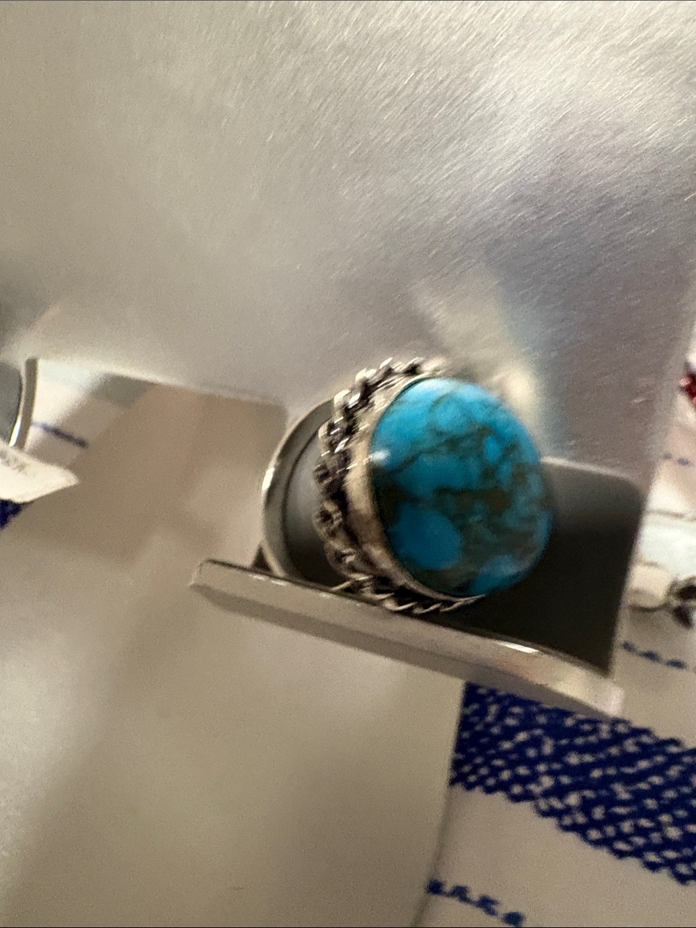 Beautiful Blue Turquoise Set In 925 silver